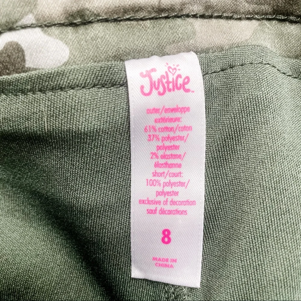 Justice Green & Brown Camouflage Frayed Hem Skort Girls Size 8